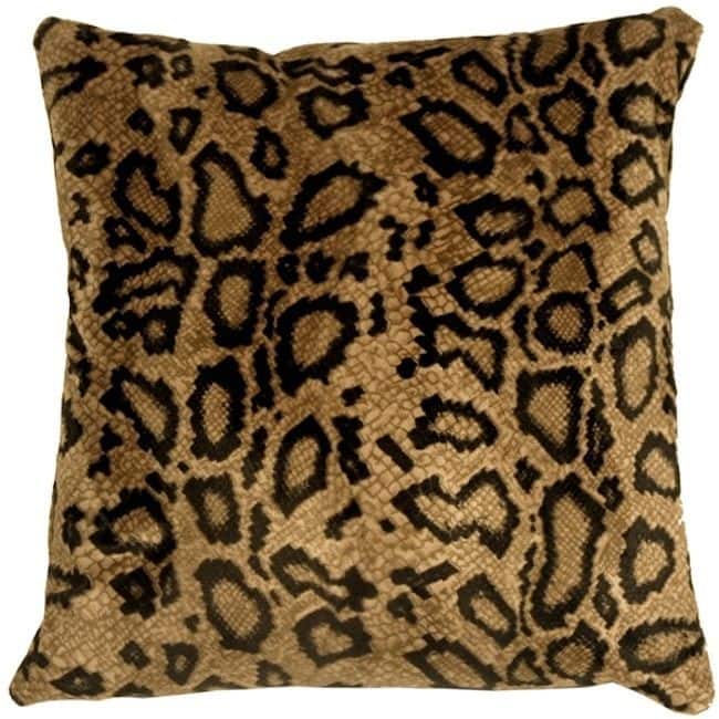 Snake Skin Velboa Faux Fur Gold 20x20 Throw Pillow with Polyfill Insert