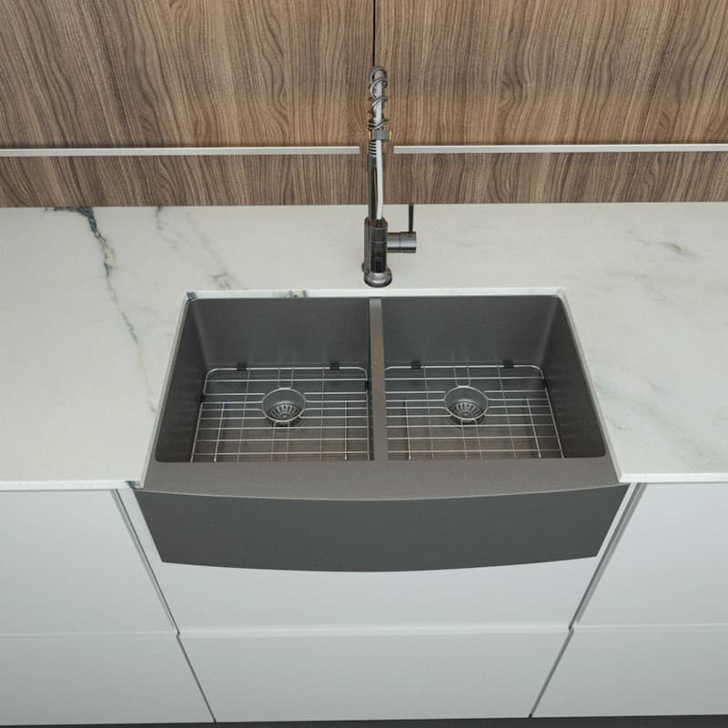 36 inch Double Bowl Kitchen Sink in Matte Black