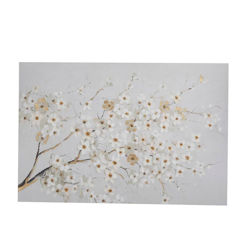 White Canvas Branch Floral Decorative Wall Art