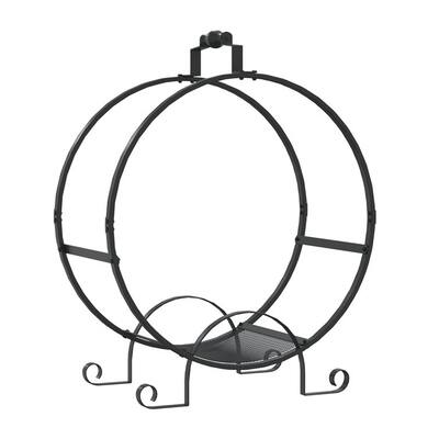 13"D x 24"W x 30"H Metal Round Firewood Storage Log Rack