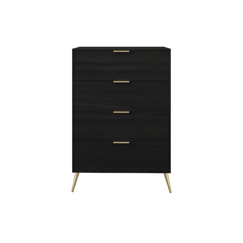 CraftPorch Contemporary 4-Drawers Wooden Chest - Black