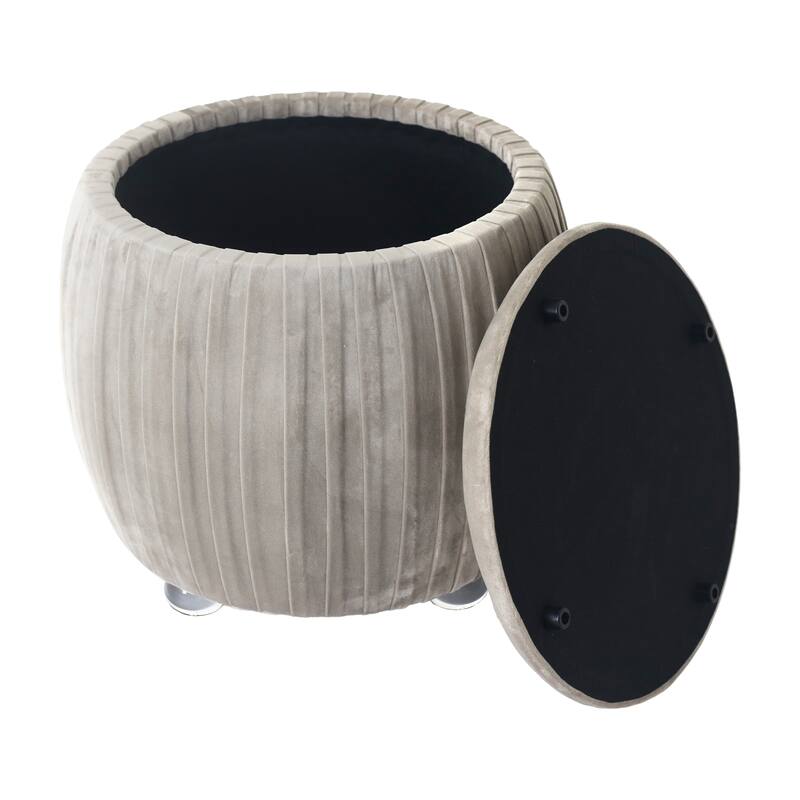 Backless Storage Stool with Velvet Upholstery - Accent for Living Room Home Decor