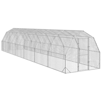 vidaXL Chicken Run Gray Galvanized Steel Durable Chicken Run - 98.4 x 39.6 x 88.8