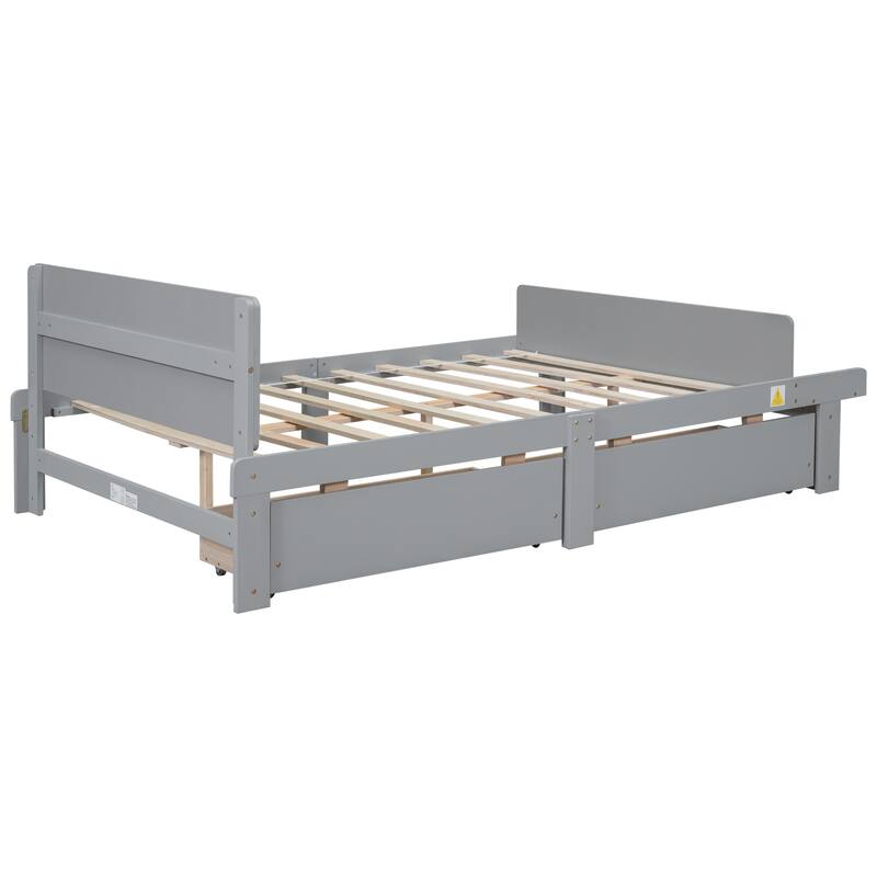 Full Bed with Footboard Bench,2 drawers