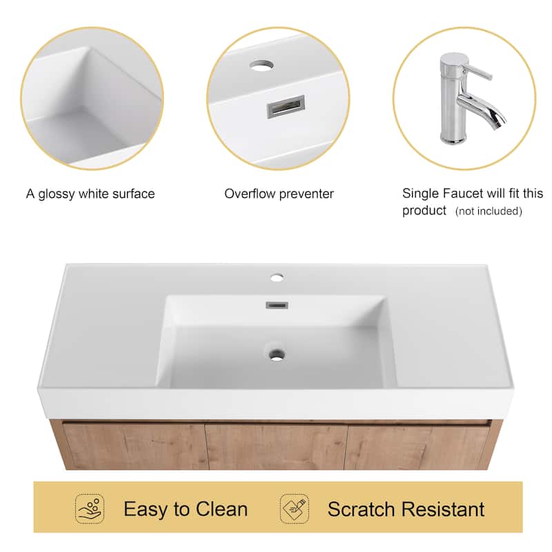 Malwee 24"/30"/36"/48" Floating Bathroom Vanity with Sink