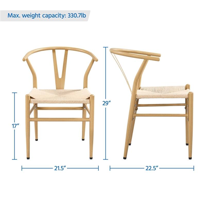 Yaheetech Modern Weave Y-Shaped Dining Chair with Solid Metal Frame