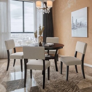 5-Piece Kitchen Dining Table Set with Round Table, Bottom Shelf and 4 ...
