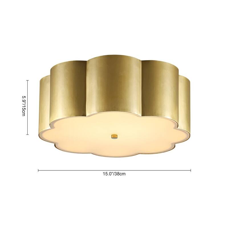 Metallic Luxury Scalloped Flower Drum Dimmable LED Flush Mount - 15.0 in