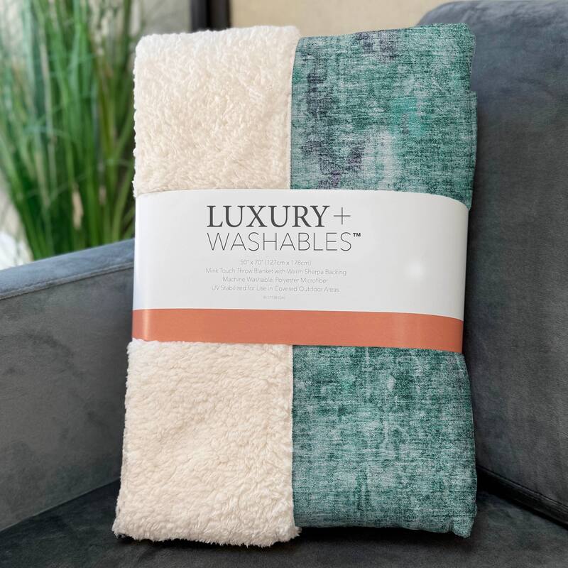 Premium Machine Washable Modern Abstract Sherpa Throw Blanket