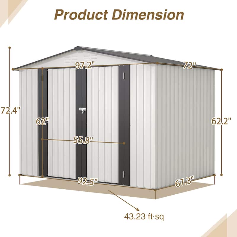8x6 FT Outdoor Storage Shed