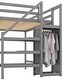 preview thumbnail 4 of 16, Modern Style Full Size Loft Bed withStaircase and Built-in Storage Wardrobe.