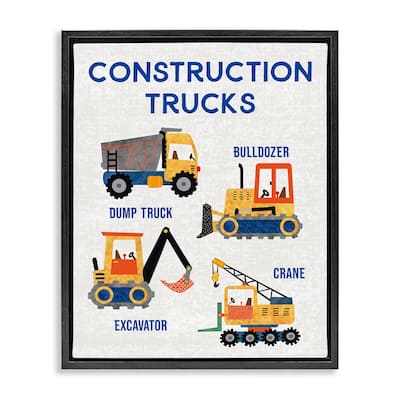 Stupell Educational Construction Trucks Framed Floater Canvas Wall Art Design By Conrad Knutsen