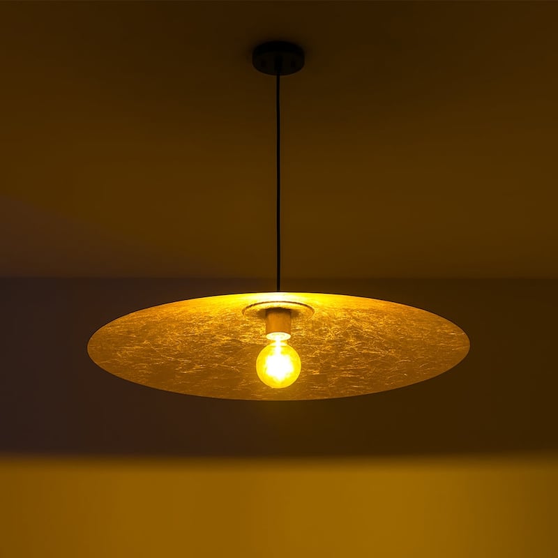 Black Gold 1-light Minimalist Metal Oversized Shallow Cone Pendant