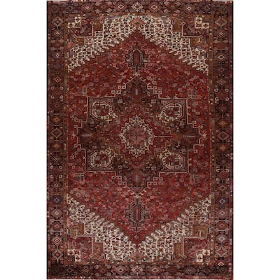 Vintage Vegetable Dye Heriz Persian Area Rug Wool Hand-knotted Carpet - 9'10" x 13'0"