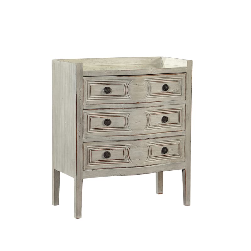 La Rochelle Small Scale 3-Drawer Chest with Antiqued Mirror Top