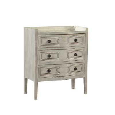 La Rochelle Small Scale 3-Drawer Chest with Antiqued Mirror Top