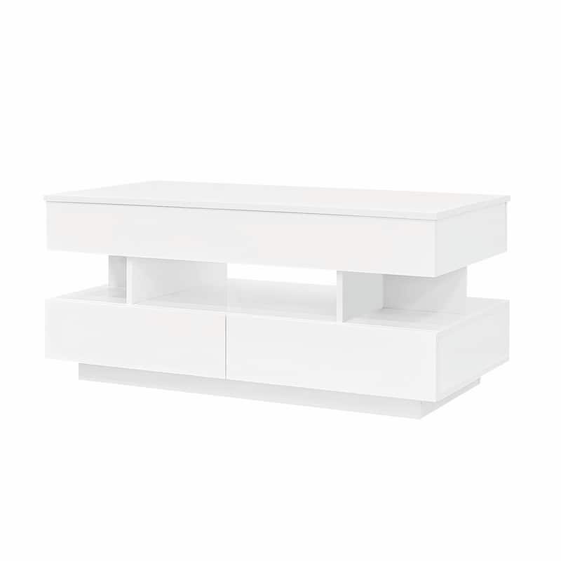 Lift-Top Coffee Table with 2 Drawers, Modern Coffee Table with Adequate Hidden Compartment