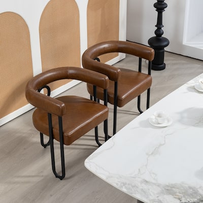 PU Leather Accent/Dining Chairs wCurved Backrest,Set of 2