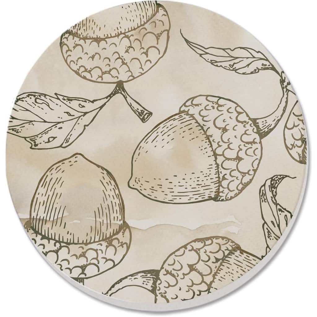 Acorns 4 Pack Absorbent Stone Coaster with Protective Cork Backing Made in The USA 4" Round, Easily Wipes Clean