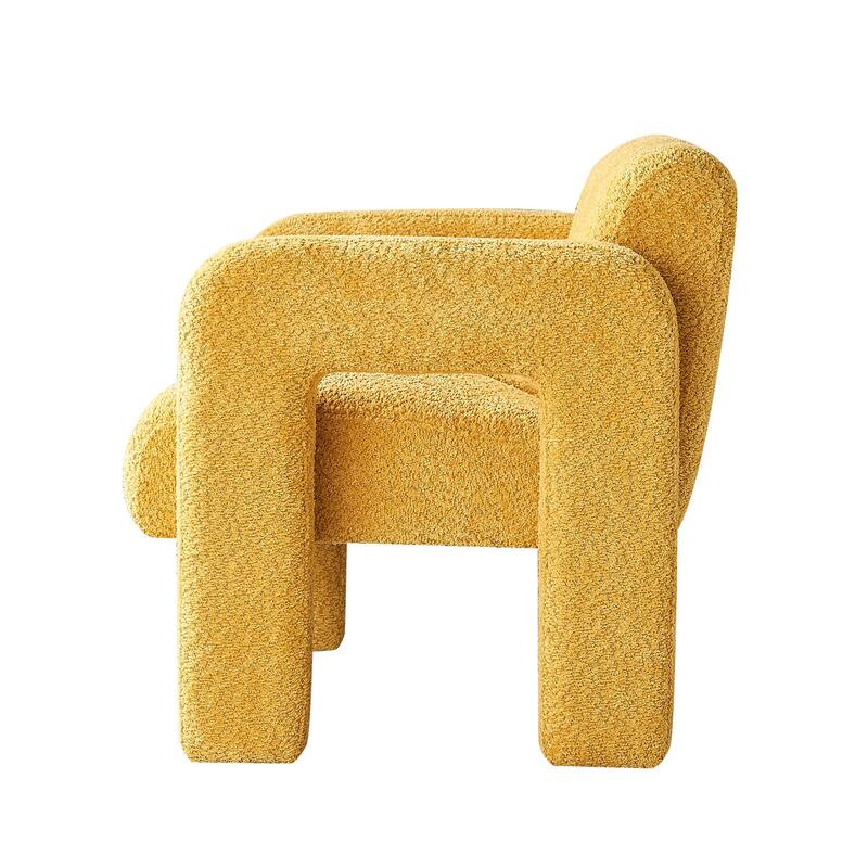 Yellow Unique Upholstered Armchair Side Chair, Lounge Chair Dining Chair Sofa Chair Accent Chair for Living Room Bedroom