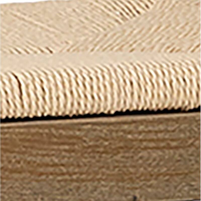 Emilio Mid-Century Modern Curved Back Natural Finish Oak Counter Stool with Woven Craft Paper Seat