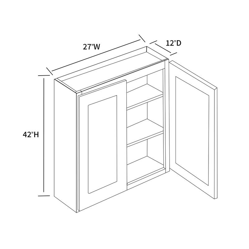 Grey Shaker Wall Cabinet - Ready to Assemble, for Kitchen and Bathroom Storage