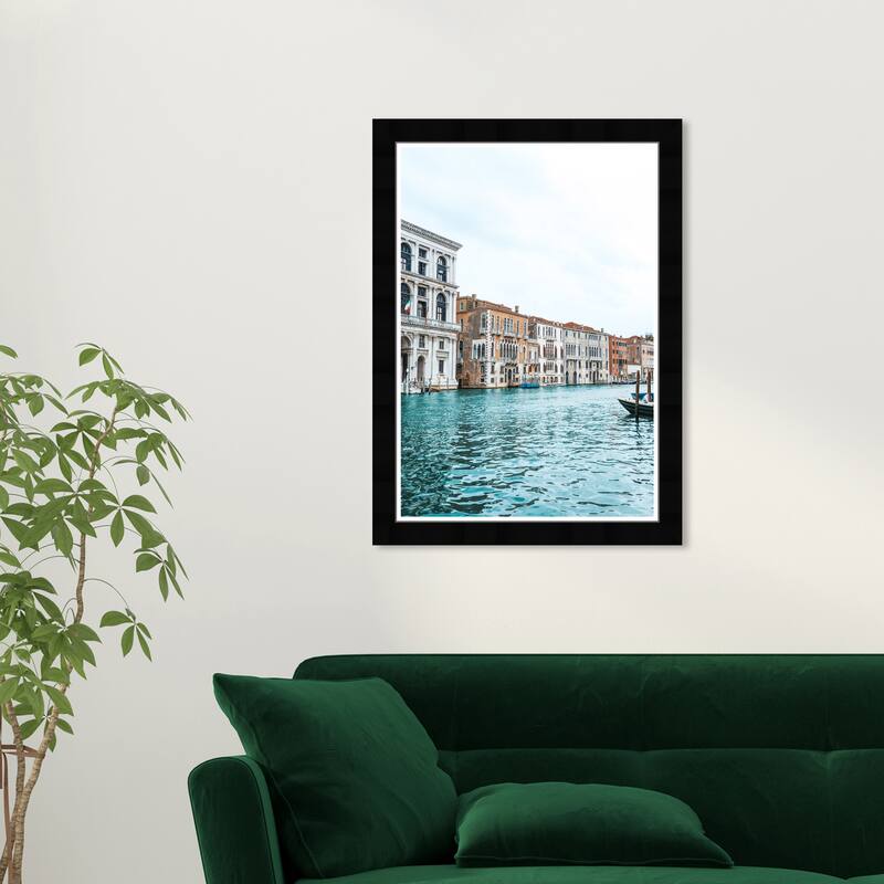 Wynwood Studio Prints World and Countries Venezia III Blue and Modern & Contemporary Wall Art Canvas Print - Black