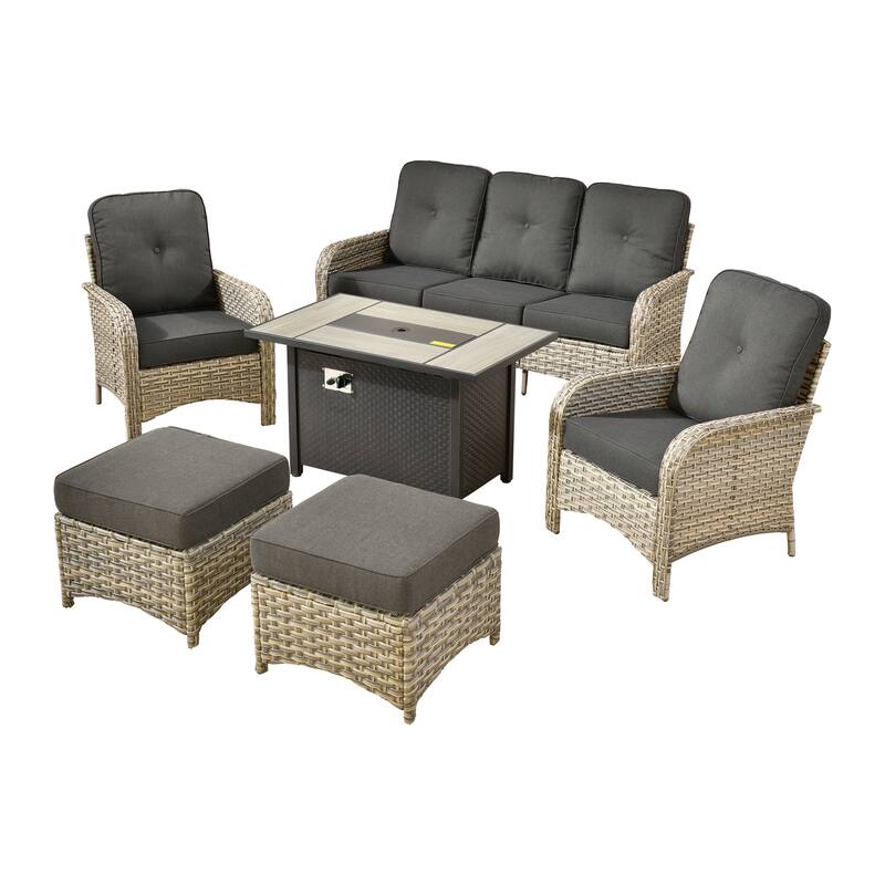 XIZZI Outdoor Patio Furniture Conversation Set with Fire Table