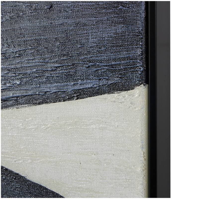 Blue Canvas Geometric Shape Abstract Framed Wall Art with Black Frame