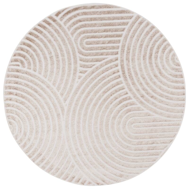 SAFAVIEH Maya Nafie Modern & Contemporary Jute Rug - 6'7" Round - Taupe/Ivory