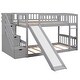preview thumbnail 12 of 32, Stairway Twin Bunk Bed with Drawers, Slide & Ladder - Convertible Design