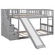 preview thumbnail 7 of 25, Stairway Twin Over Twin Bunk Bed with Stairs Cabinet, Built-in Ladder and Safety Guardrails, Floor Bed Storage Platform Bed