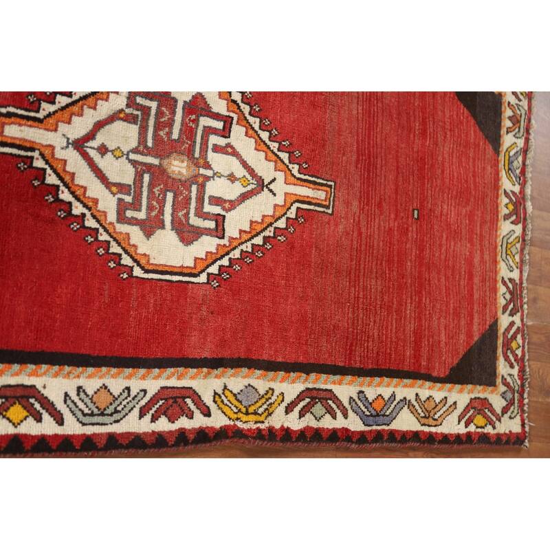 Geometric Red Shiraz Persian Vintage Area Rug Handmade Wool Carpet - 3'0"x 5'3"