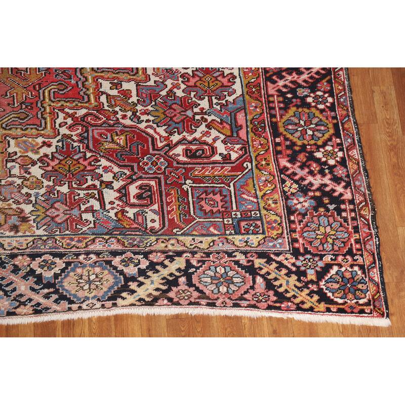 Geometric Heriz Serapi Persian Area Rug Hand-Knotted Wool Carpet - 9'6" x 12'9"