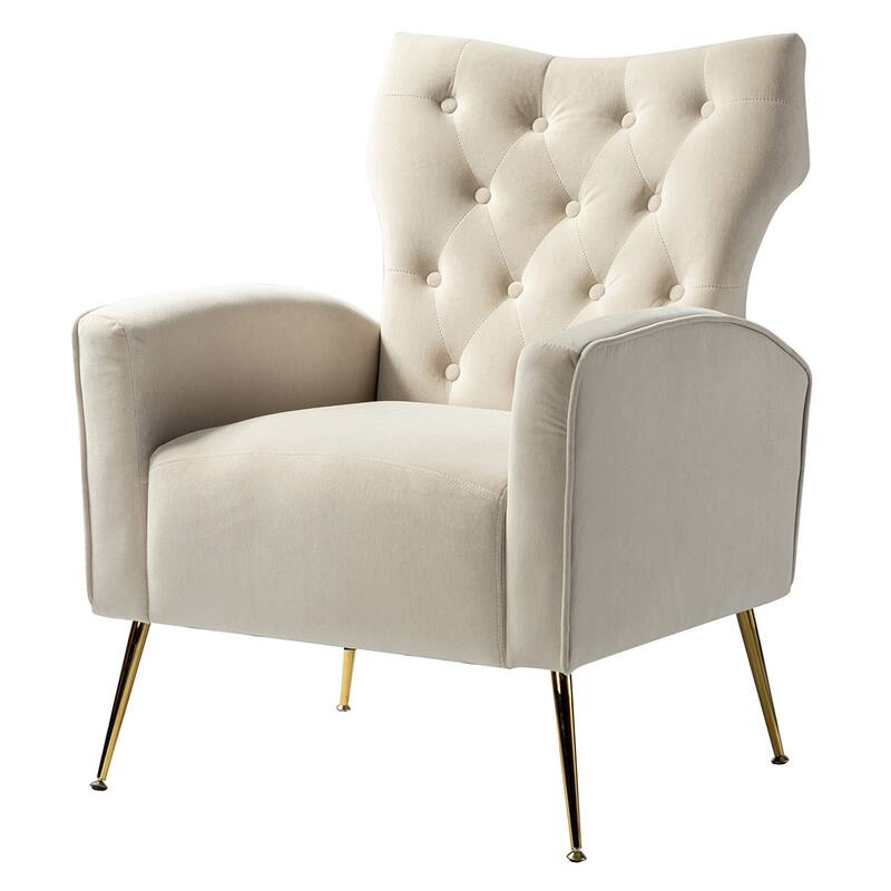Abadiana Accent Tufted Chair with Metal Base by HULALA HOME