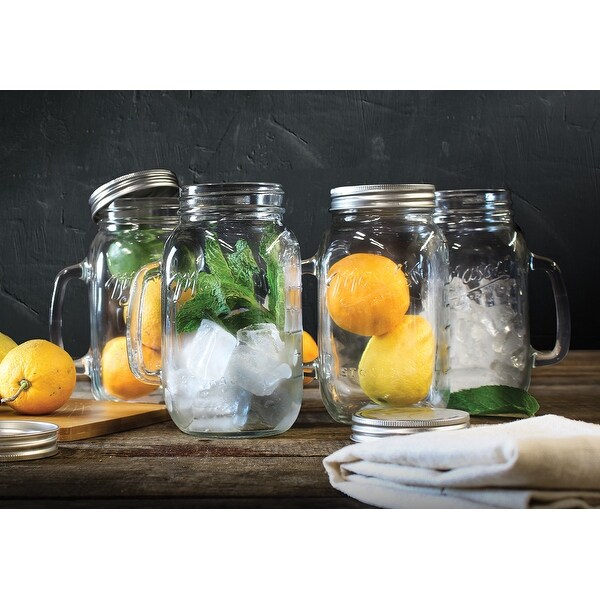 Mason Craft & More Glass 32-ounce Jar with Handle and Lids