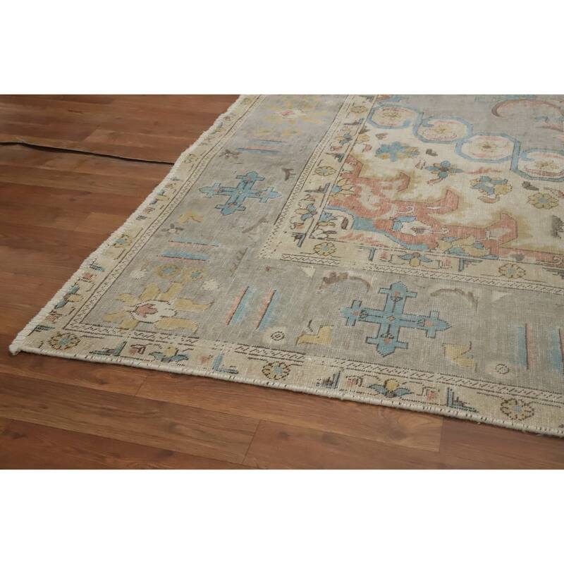 Hand Knotted Oriental 100% Wool Carpet Traditional Medallion Greys & Charcoal Tabriz Area Rug - 12' 2'' X 9' 8''