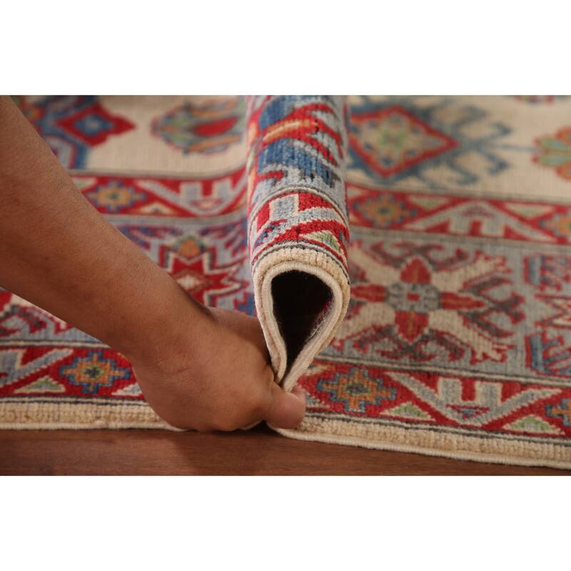 Kazak Living Room Area Rug Hand-Knotted Wool Carpet - 6'9" x 10'1"