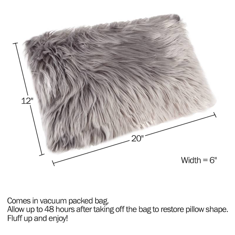12x20 inch Plush Lumbar Pillow - Luxury Accent Pillow Insert and Shag Glam Cover Set by Hastings Home