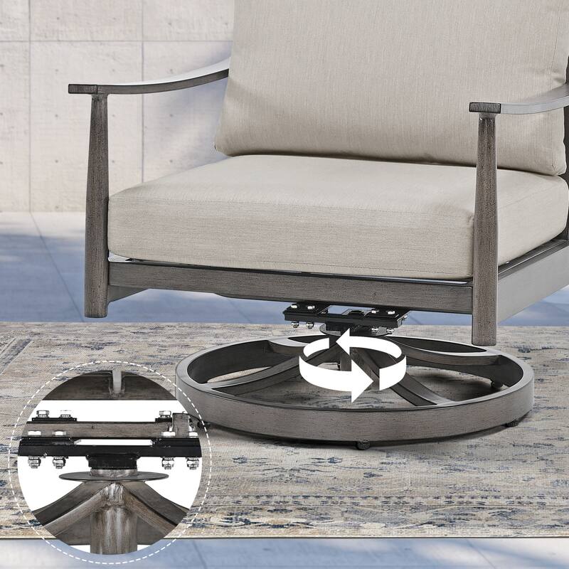 4-Person Aluminum Patio Conversation Set with 2 Swivel Chairs, Loveseat and Coffee Table