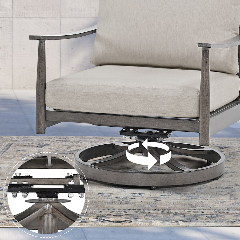 5-Person Aluminum Patio Conversation Set with 2 Swivel Chairs, Loveseat and Coffee Table
