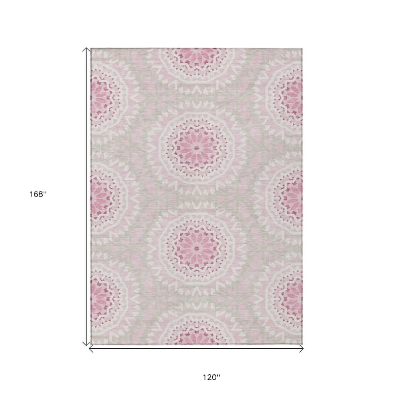 HomeRoots Floral Medallion Transitional Rectangle Outdoor Rug