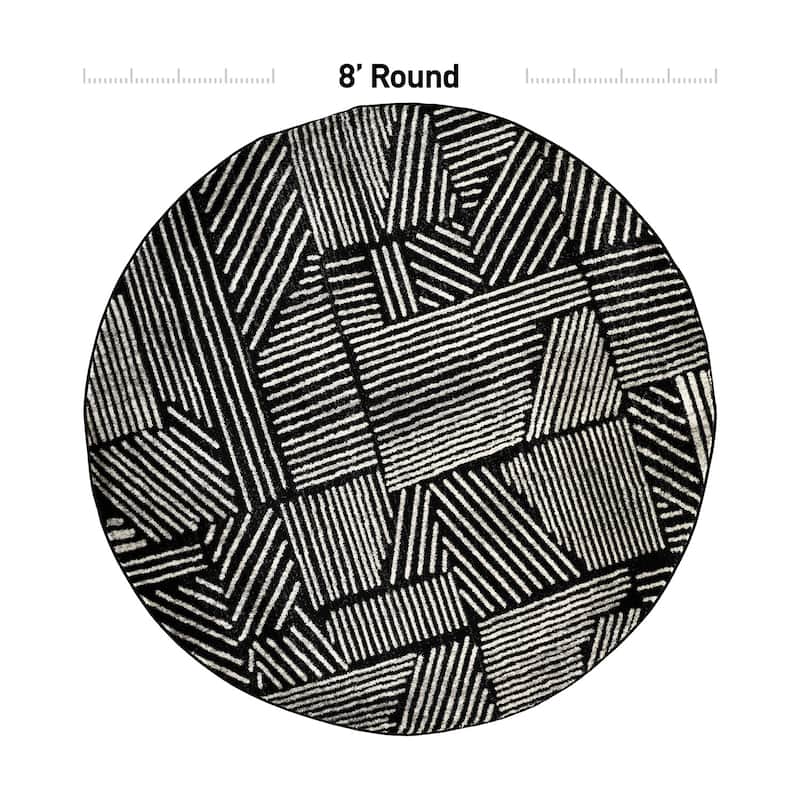 World Rug Gallery Contemporary Boho Stripes Black Area Rug