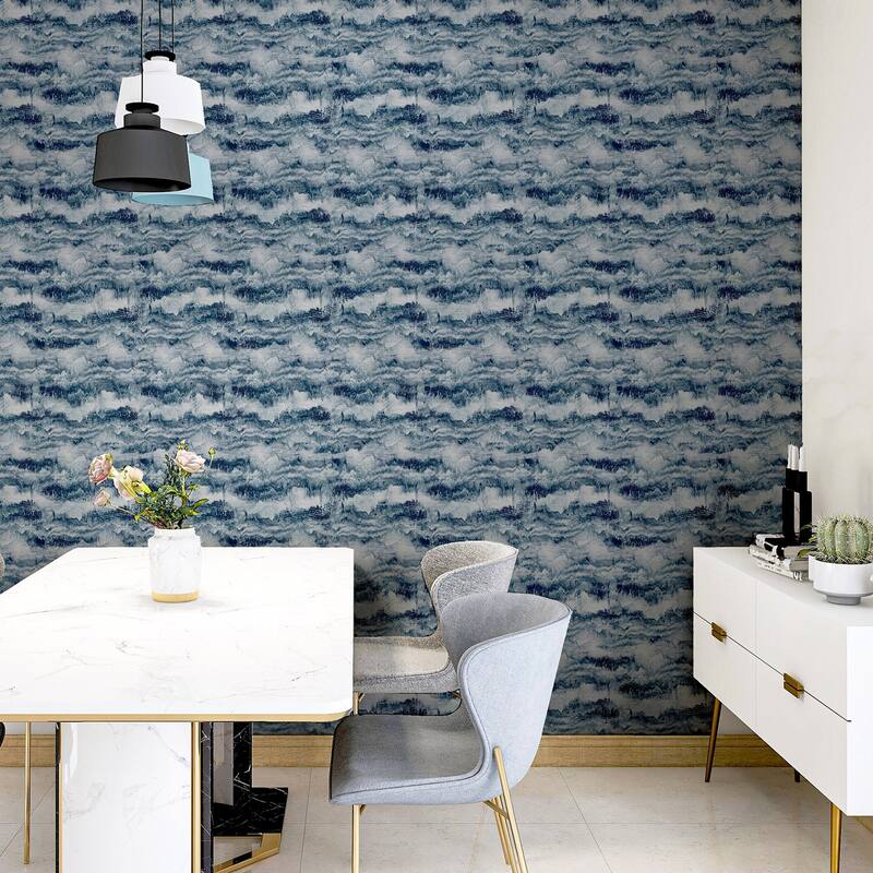 Arthouse Irene Navy Painted Canvas Wallpaper