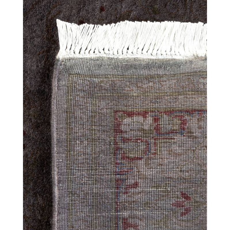 Overton Hand Knotted Wool Vintage Inspired Modern Contemporary Overdyed Gray Runner Rug - 3' 1" x 6' 10"