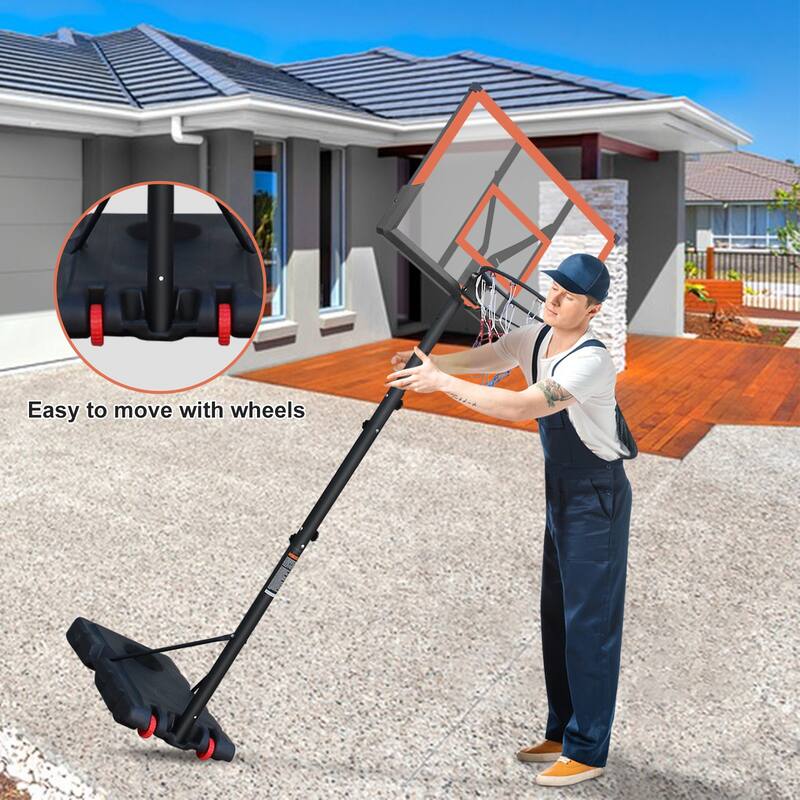 Basketball Hoop 5.73-10FT Height Adjustable Portable Basketball Goal,Basketball Stand 44in Backboard with Wheels Orange
