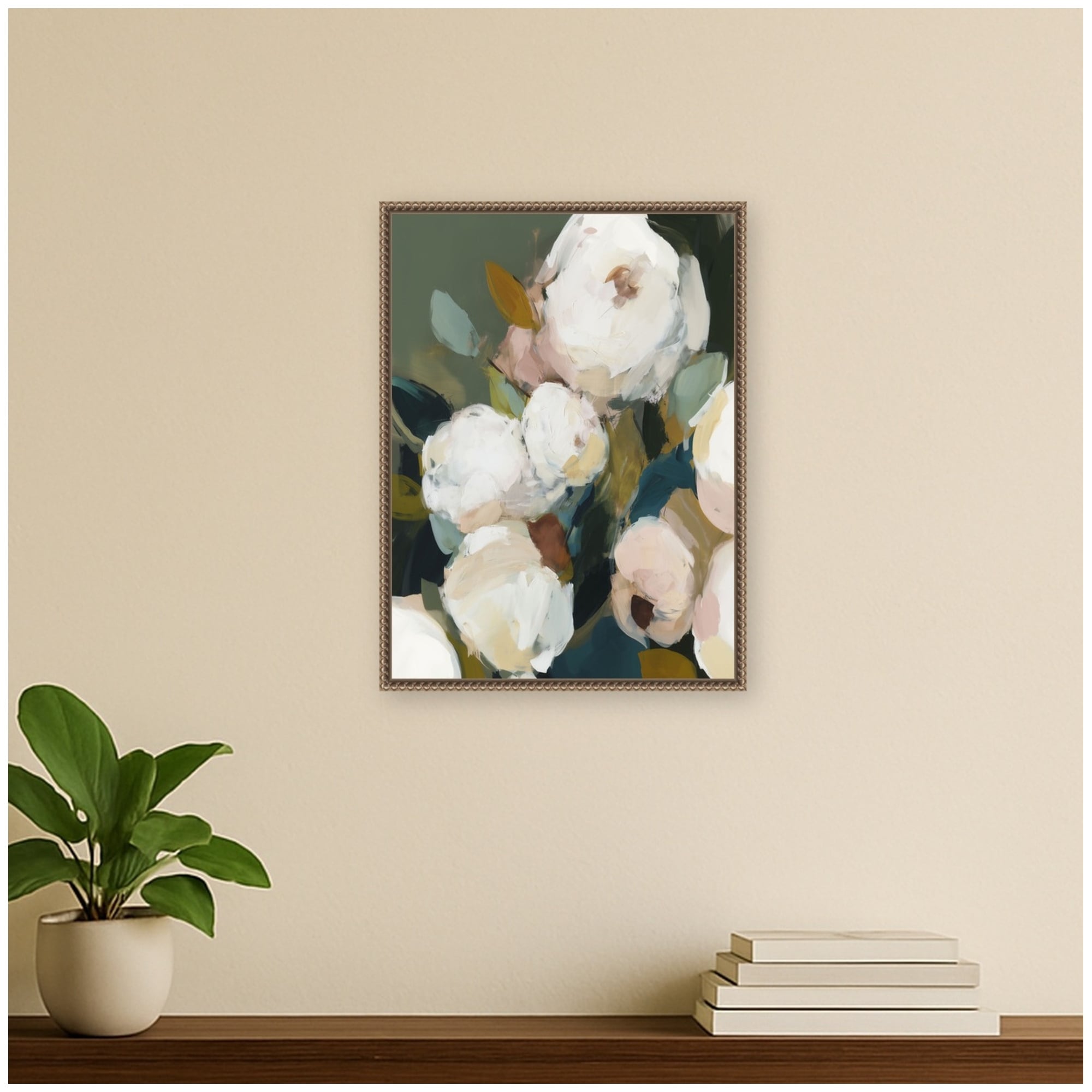Kate and Laurel Sepia Florals V by Amy Lighthall Framed Canvas Wall Art Print