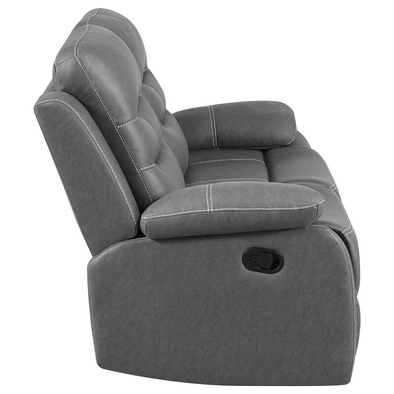 Nova Upholstered Motion Reclining Sofa Set Dark Grey
