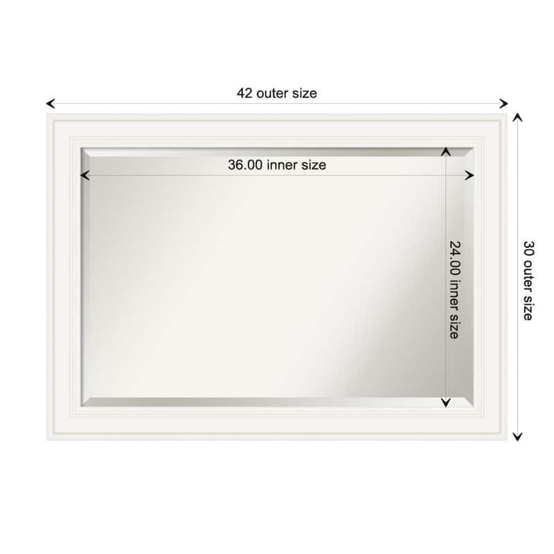 Beveled Bathroom Wall Mirror - Ridge White Frame - Ridge White - 42 x 30 in
