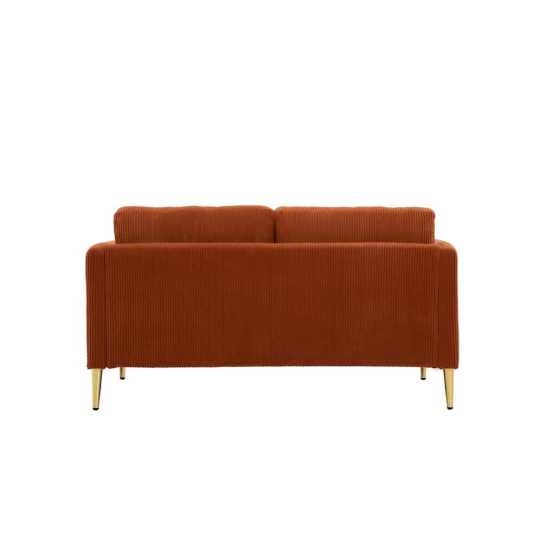 60.63" W Mid-Century Corduroy Fabric Loveseat with Tuxedo Arm